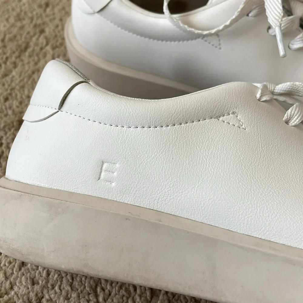 Everlane ReLeather White Sneakers Unisex Minimalist W’s 9.5 M’s 7.5 Shoes Casual